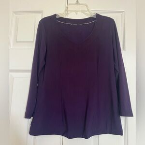 Purple Relaxed 3/4 Sleeve Blouse